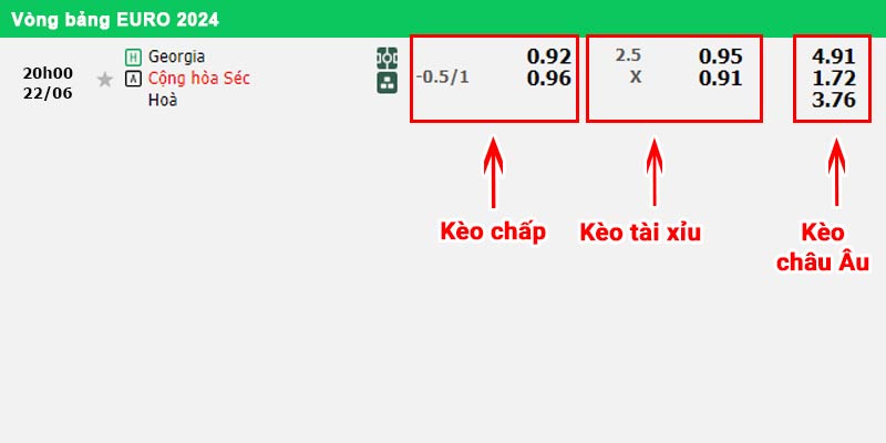 Bảng kèo Georgia vs CH Séc